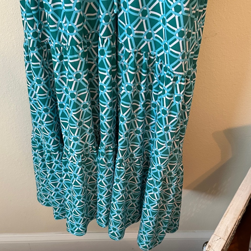 London Times Teal Patterned Midi Dress - Picture 3 of 8